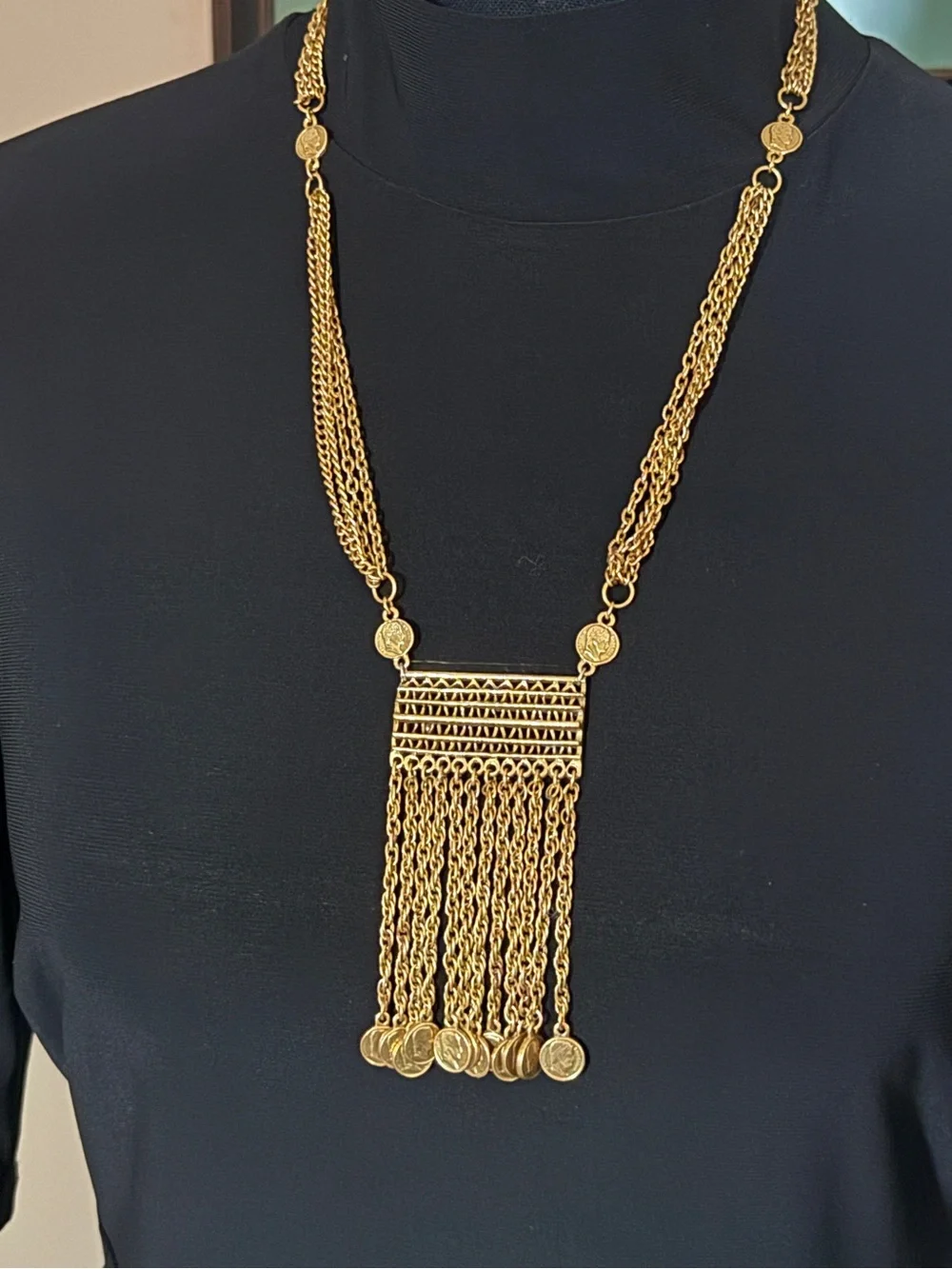 Gold-Tone Fringe Pendant Necklace - Women Jewelry